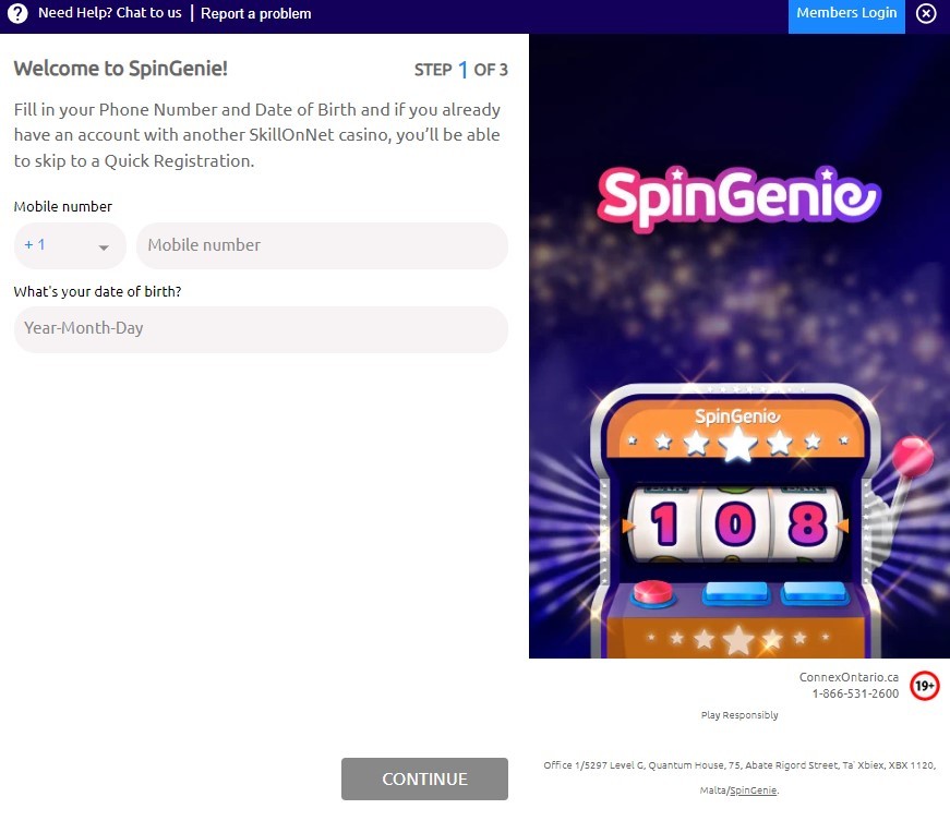 SpinGenie casino sign up