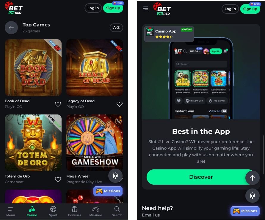 BetOnRed Casino mobile