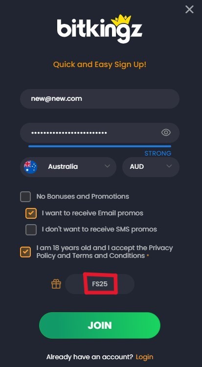 BitKingz casino sign up