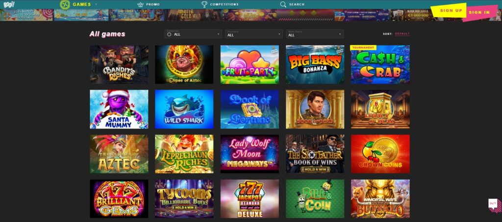 Booi Casino webpage