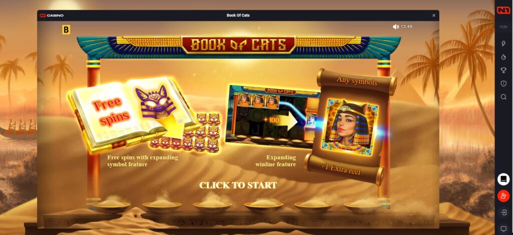 N1 Casino Book Of Cats slot game