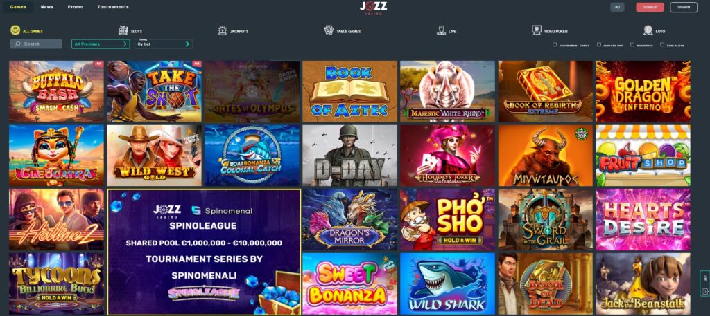 Jozz Casino webpage