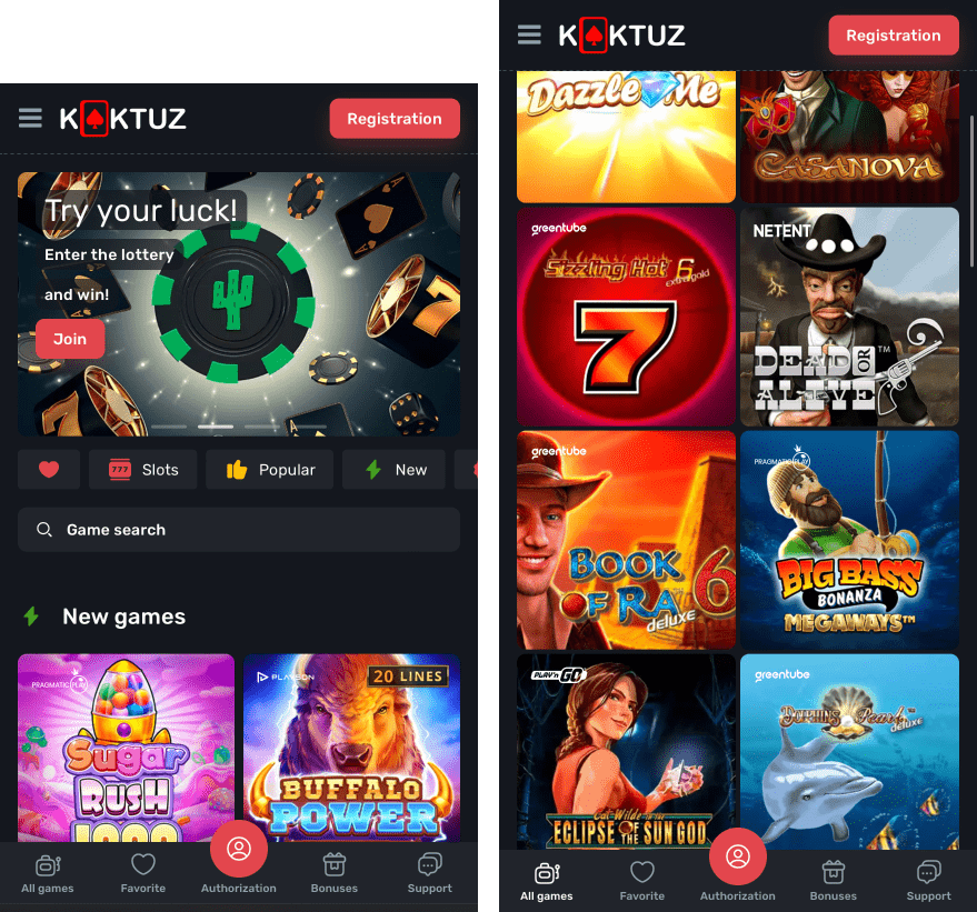 kaktuz casino mobile