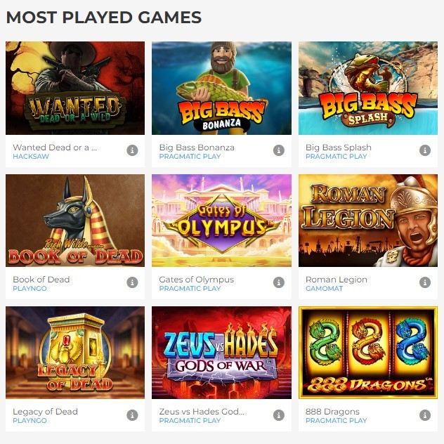 Most played casino games