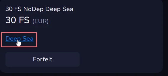 7Bit Casino bonus card showing 30 free spins for Deep Sea with the Deep Sea game link highlighted.