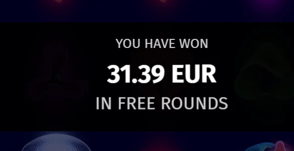 7Bit Casino Deep Sea result screen showing 31.39 euro won in free rounds.